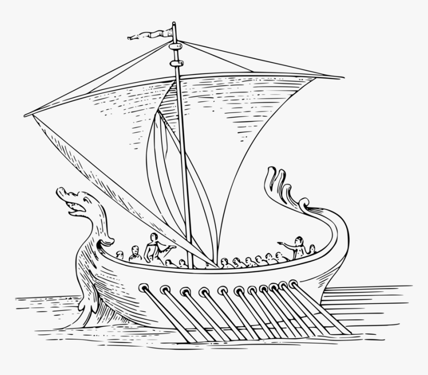 Transparent Viking Ship Clipart - Roman Ship Drawing, HD Png Download, Free Download