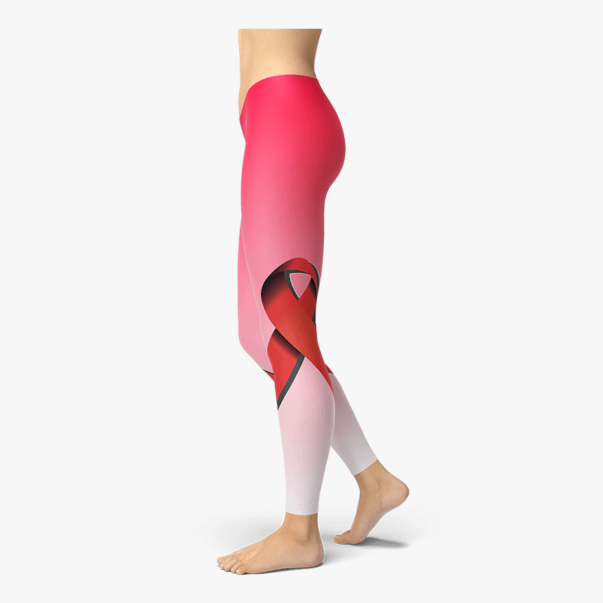 Red Ribbon Awareness Leggings Yoga Wear Fitness Apparel - Skull Yoga Pants, HD Png Download, Free Download