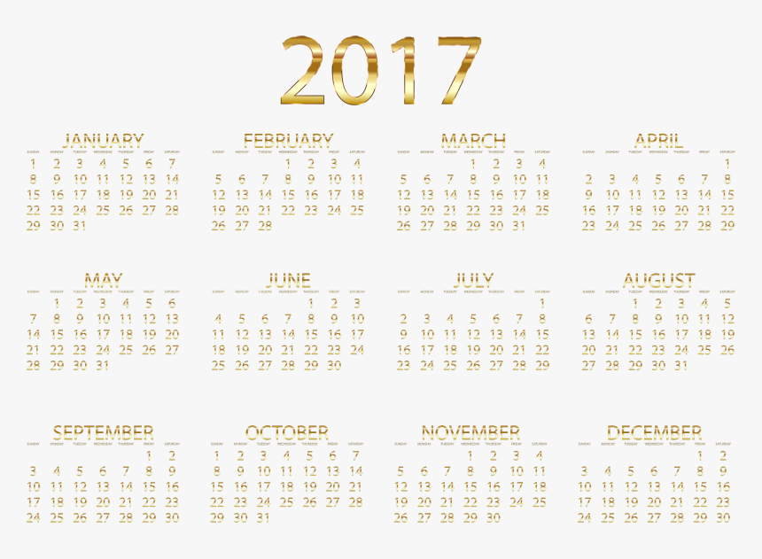 2017 Calendar Png, Transparent Png, Free Download