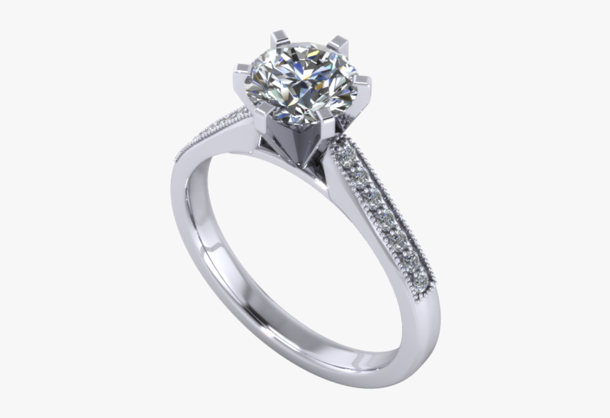 Anillo De Compromiso Para Diamante Central Redondo - Engagement Ring, HD Png Download, Free Download