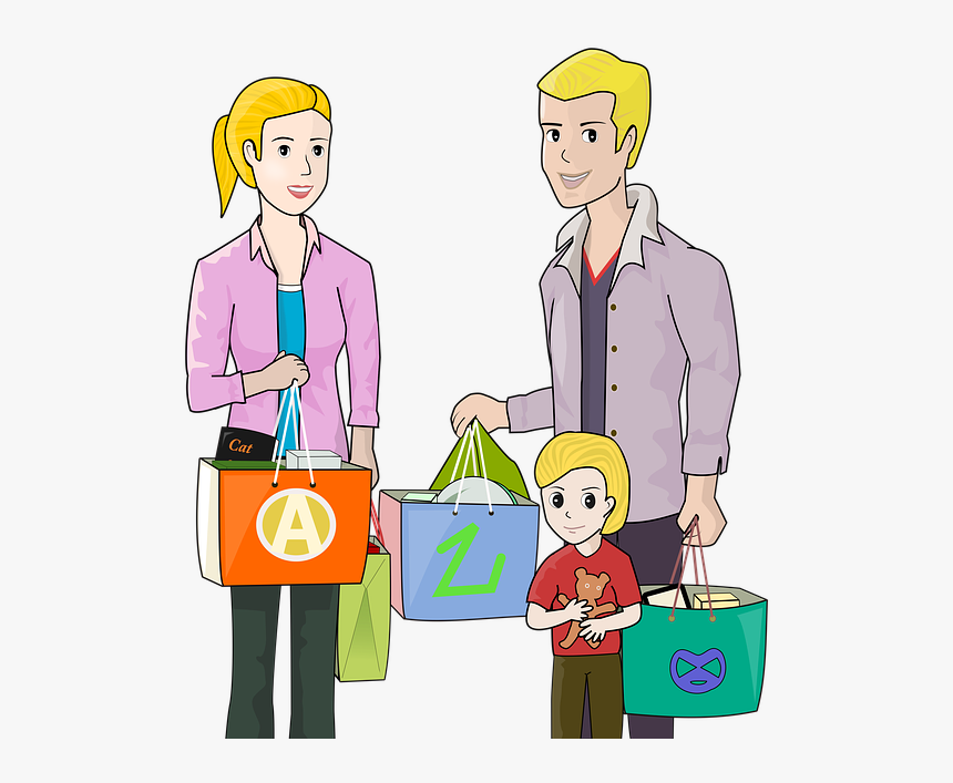 Família, Compras, Feliz, Venda, Loja, Pessoas, Gastos - Cartoon, HD Png Download, Free Download