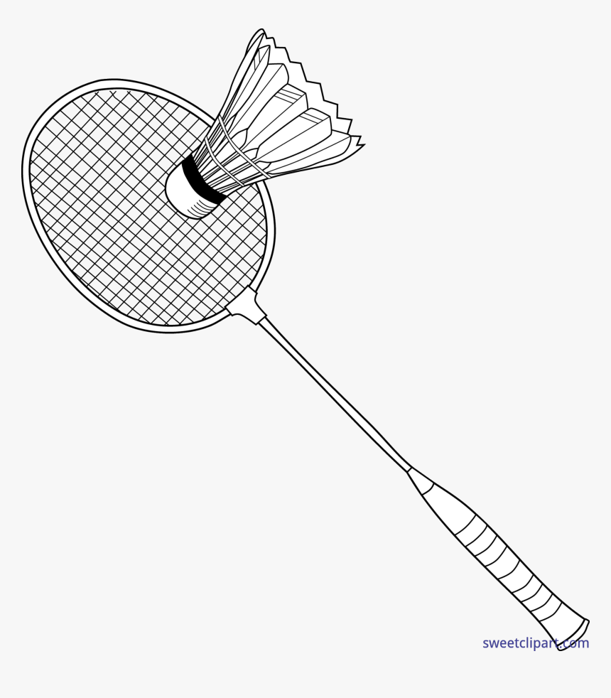 Lineart Clip Art Sweet - Badminton Clipart Black And White, HD Png Download, Free Download