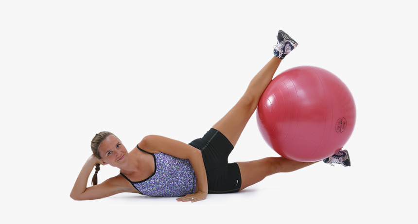 Woman Holding Swissball Oblique Upwards - Swiss Ball, HD Png Download, Free Download