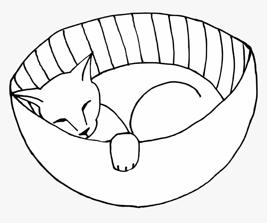 Cat In A Basket Drawing Png, Transparent Png, Free Download