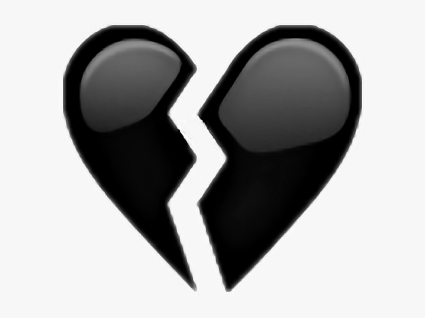 Heart Heartbroken Black Color Emoji Faces Anime Otaku - Black Heart Broken Png, Transparent Png, Free Download