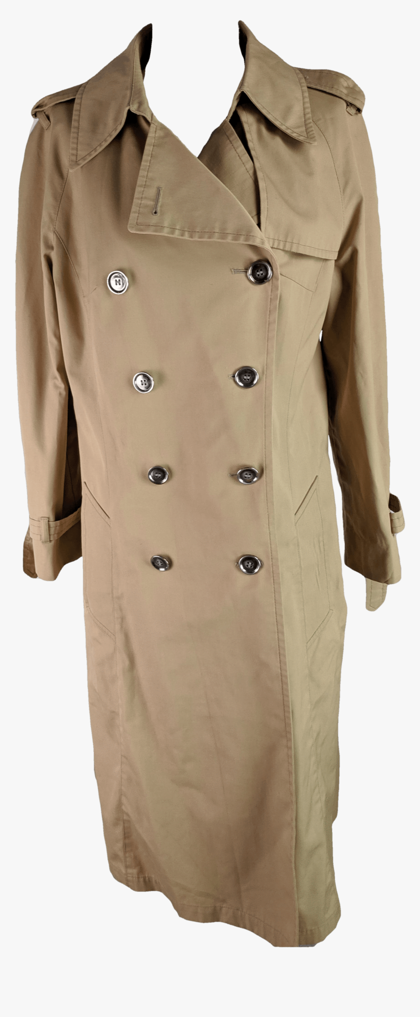 Beige Double Breasted Trench Coat - Overcoat, HD Png Download, Free Download