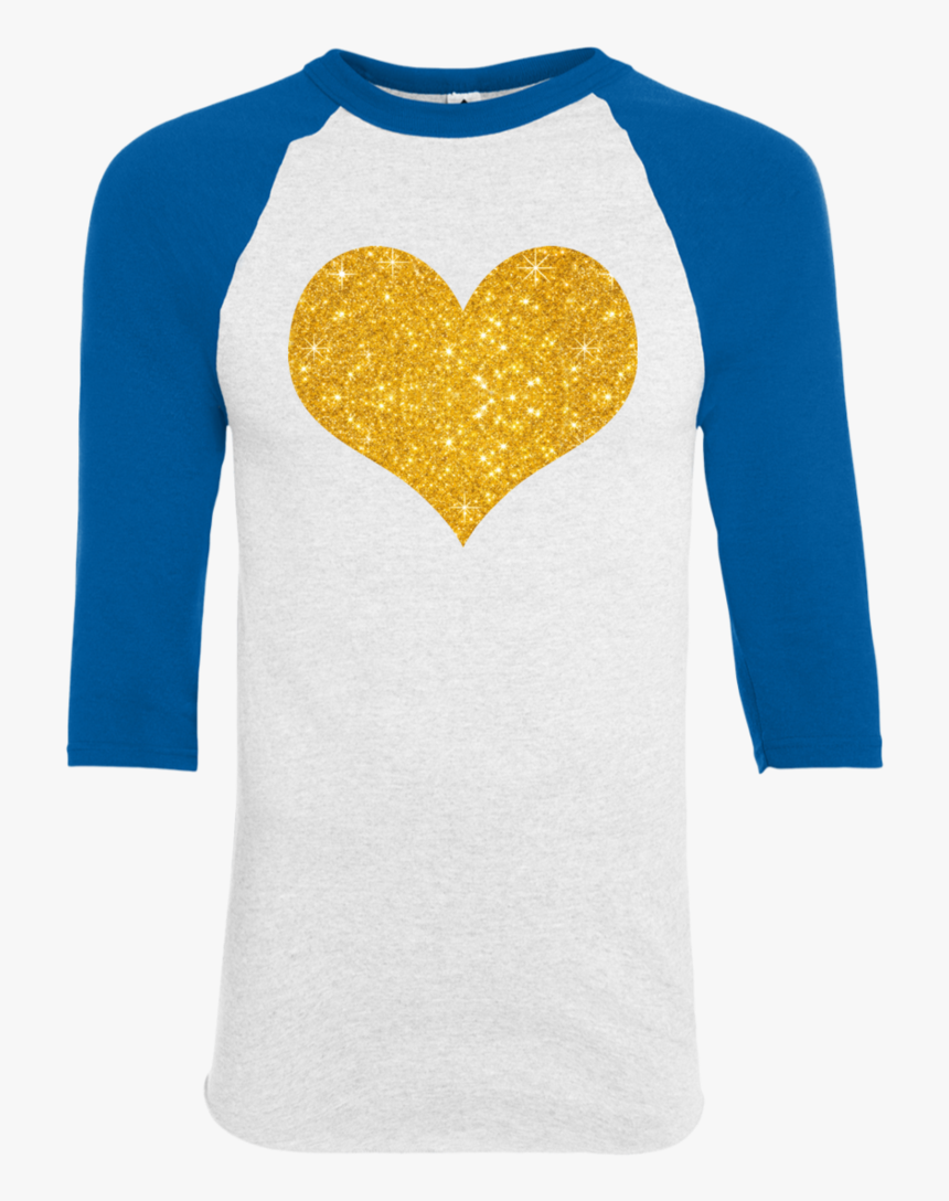 Gold Glitter Heart For Valentine"s Day Youth Raglan - T-shirt, HD Png Download, Free Download