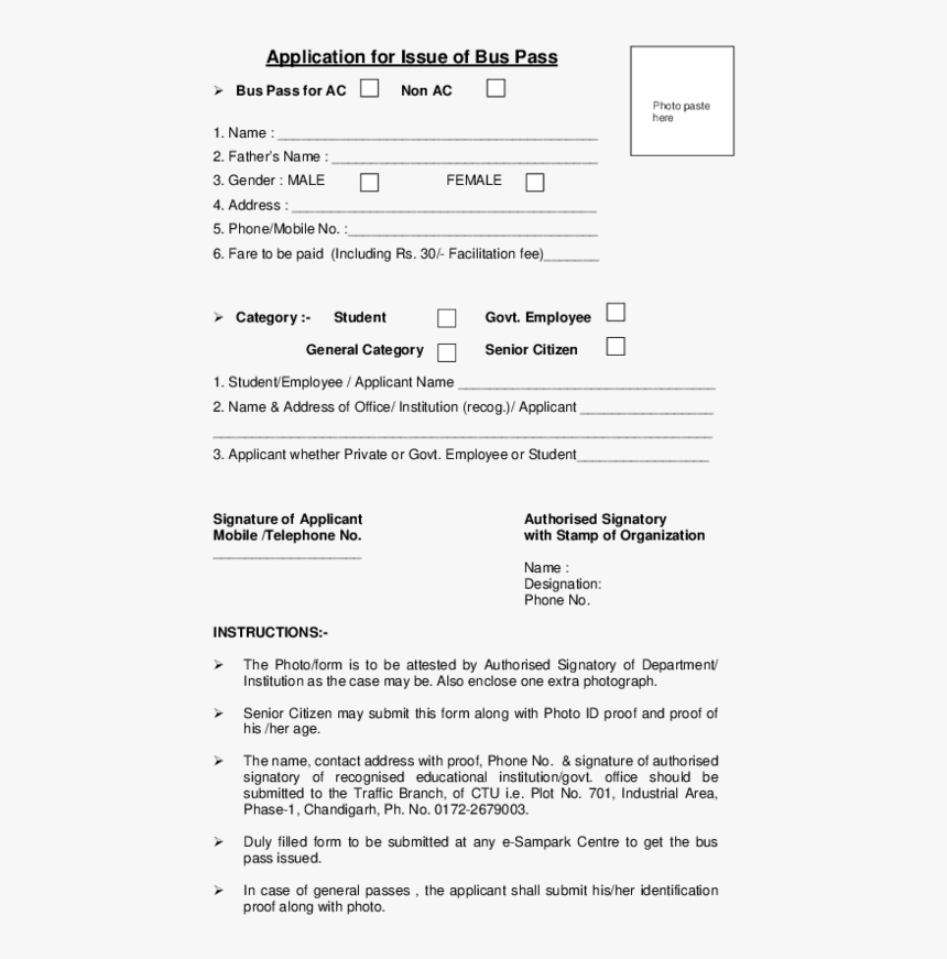 Application For Issue Of Bus Pass Bus Pass For Ac Non - Karnataka Ksrtc Student Bus Pass Form, HD Png Download, Free Download