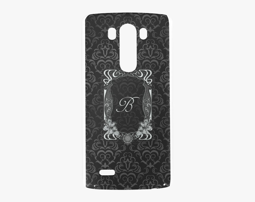 Black Grey Damasks Frame Monogram Initial Hard Case - Gadget, HD Png Download, Free Download