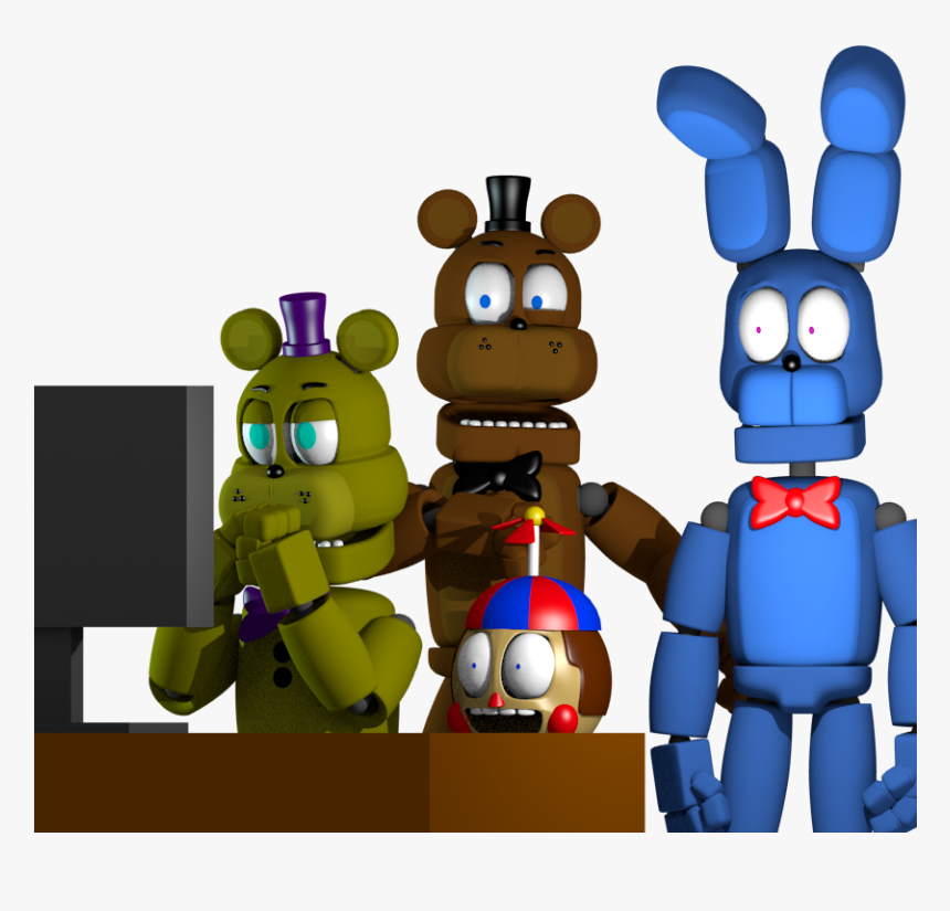 Freddy, Bonnie, Fredbear, And Bb Reacting To Something - Cartoon, HD Png Download, Free Download