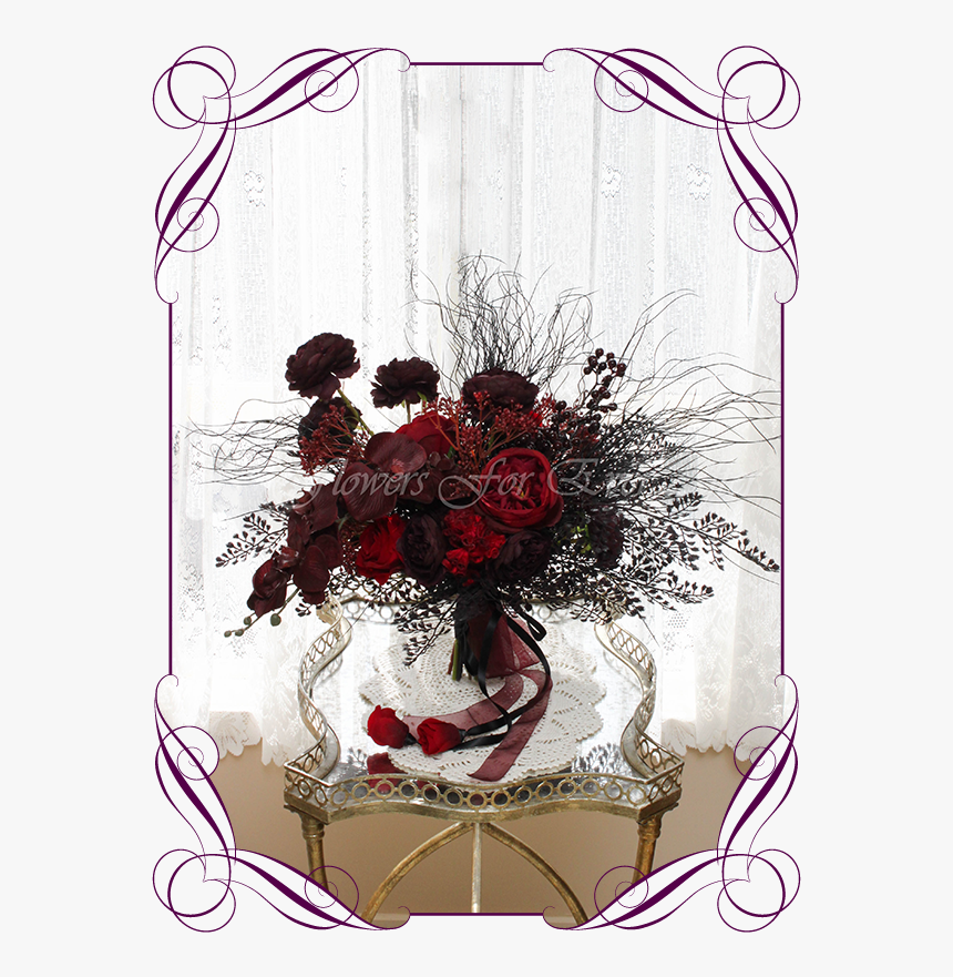 Silk Artificial Dark Moody Red, Dark Plum, And Black - Australian Native Wedding Centerpiece, HD Png Download, Free Download