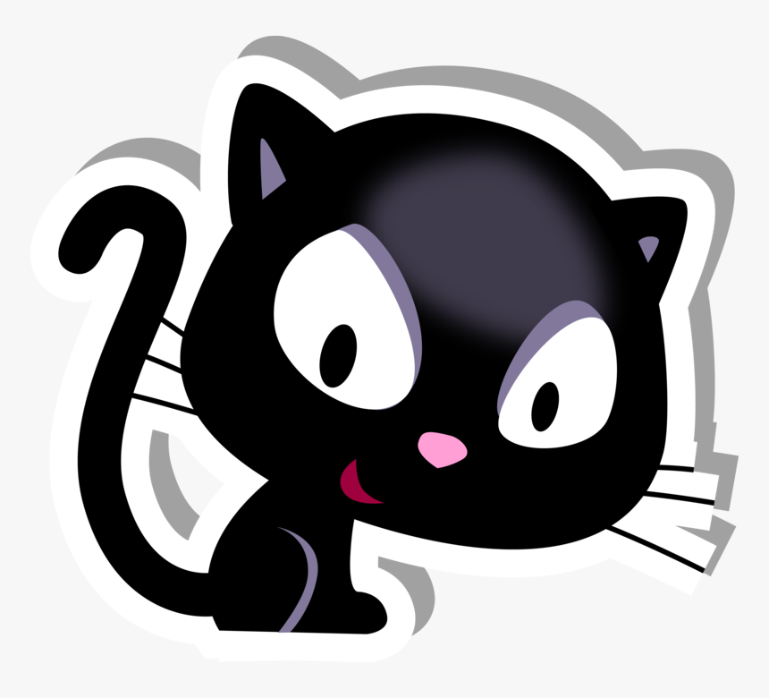 Black Cat Sticker - Cartoon, HD Png Download, Free Download