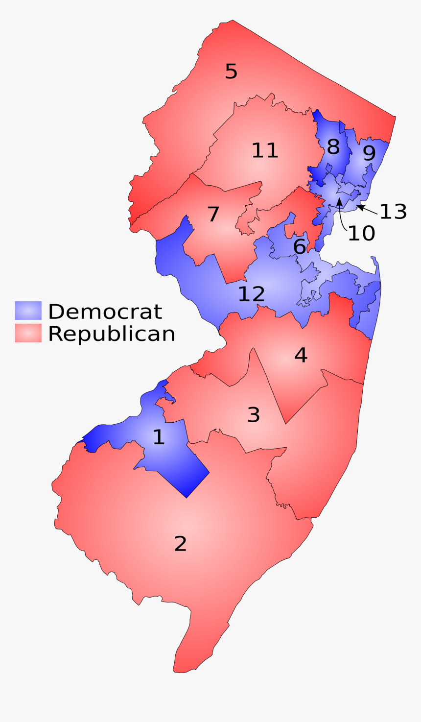 596 5962997 Nj 109th Congressional Districts Shaded By Party Nj 