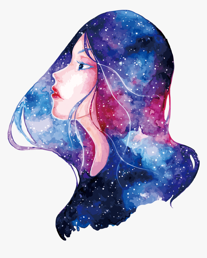 Euclidean Vector Sky Girl Watercolor Painting Illustration - White Gel Pens Stars, HD Png Download, Free Download