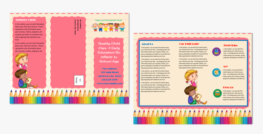 Daycare Brochure Template , Png Download - Sample Child Care Brochure, Transparent Png, Free Download