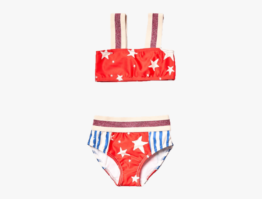 Noe And Zoe Red Star And Blue Stripe Girls Bikini Swimsuit - Briefs, HD Png Download, Free Download