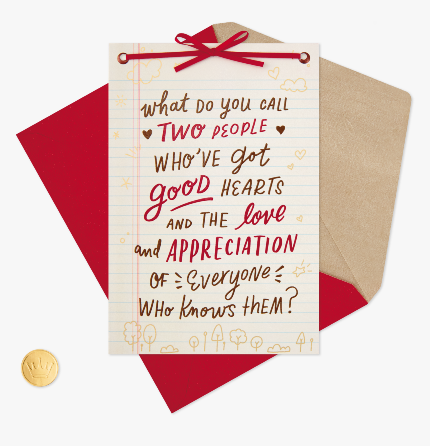 Two People With Good Hearts Valentine"s Day Card For - Paper, HD Png Download, Free Download