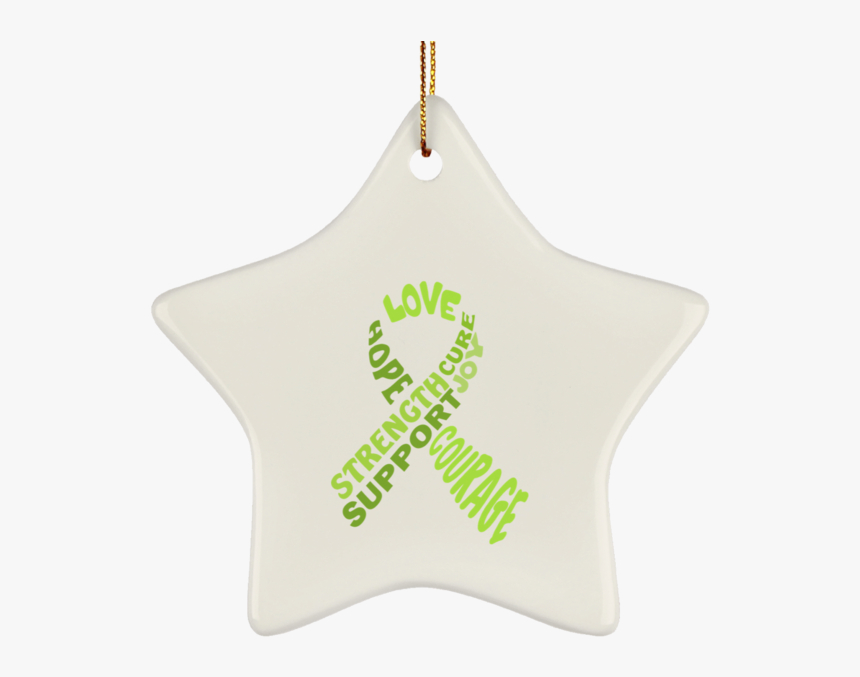 Lime Green Awareness Ribbon With Words Ceramic Star - Christmas Tree, HD Png Download, Free Download