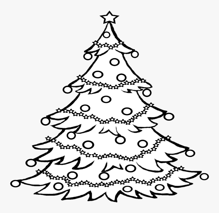 Christmas Tree Clipart Black And White Transparent - Xmas Tree Clipart Black And White, HD Png Download, Free Download