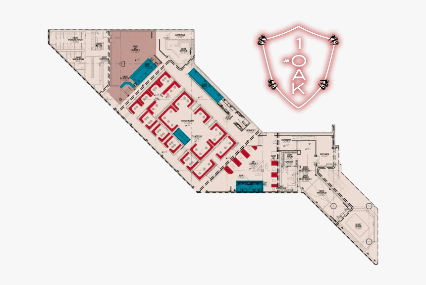 1oak Nightclub Floor Plan - 1 Oak Las Vegas Table Layout, HD Png Download, Free Download