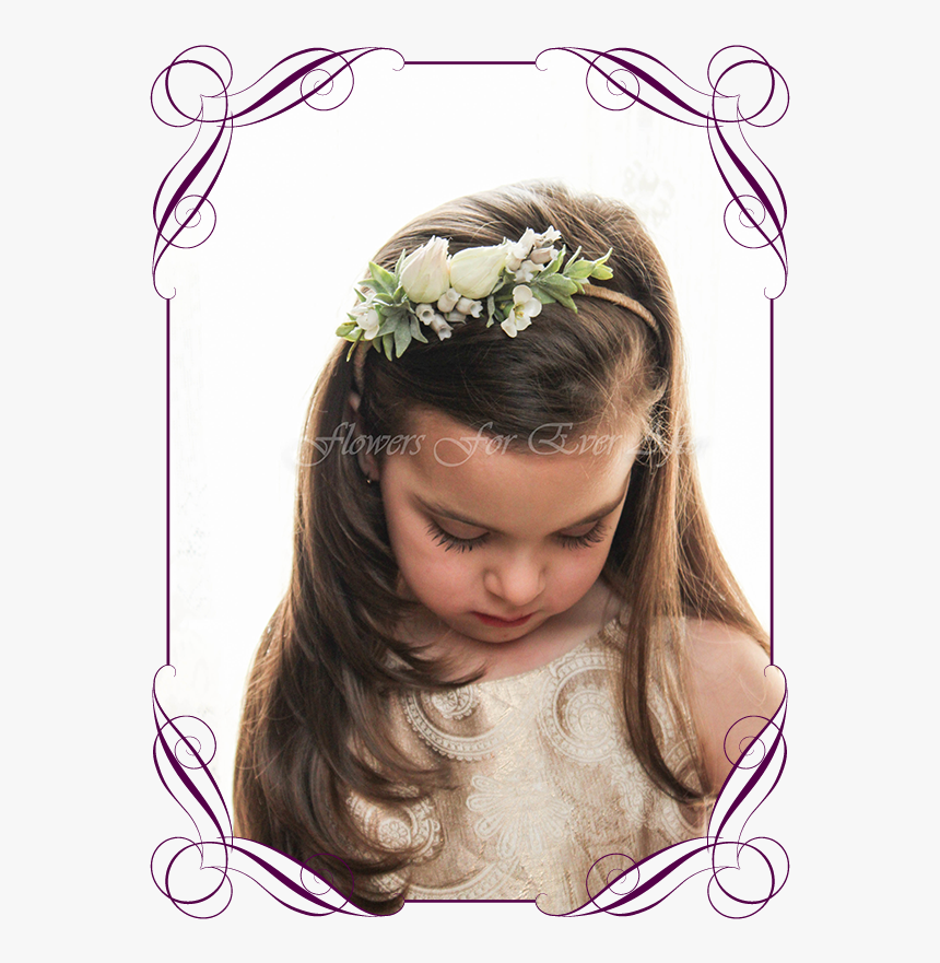 Silk Artificial Flower Girl Head Band Floral Head Piece - Wedding Basket For Flower Girl, HD Png Download, Free Download