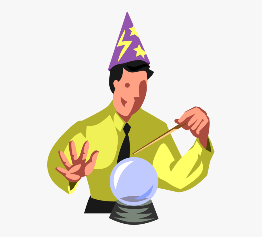 Vector Illustration Of Sorcerer Soothsayer Businessman - Bola De Cristal Clipart Png, Transparent Png, Free Download