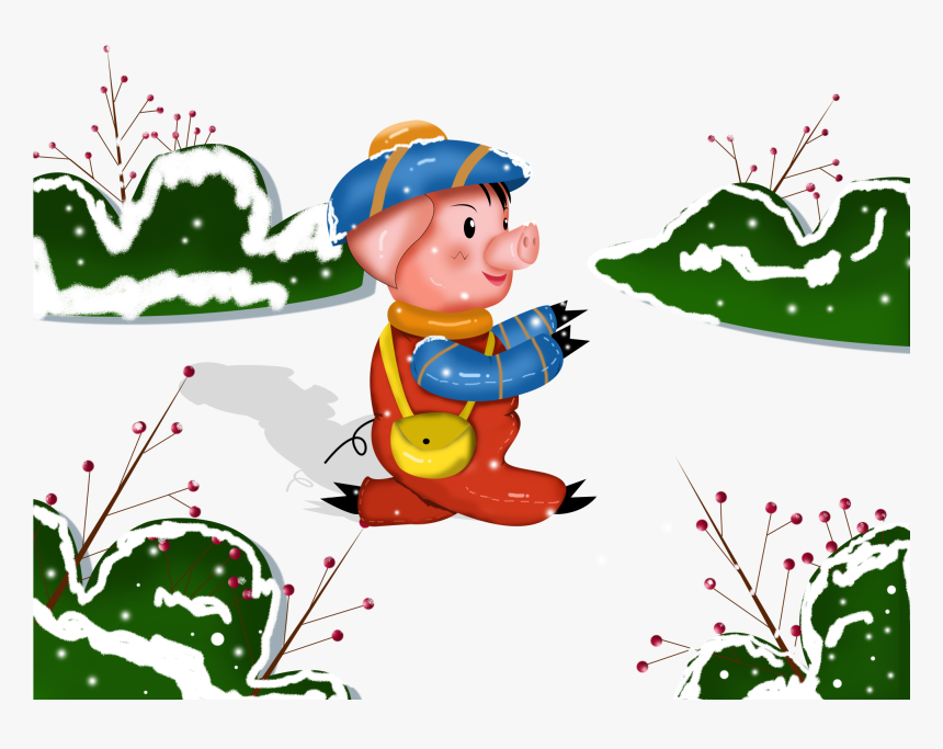 Piglet School Cartoon Design Snow Scene Png And Psd - 小 猪 放学, Transparent Png, Free Download