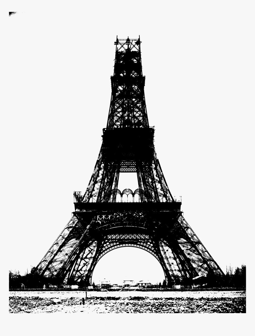 The Eiffel Tower Under Construction In 1888 Stencilized - Eiffel Tower 1888, HD Png Download, Free Download