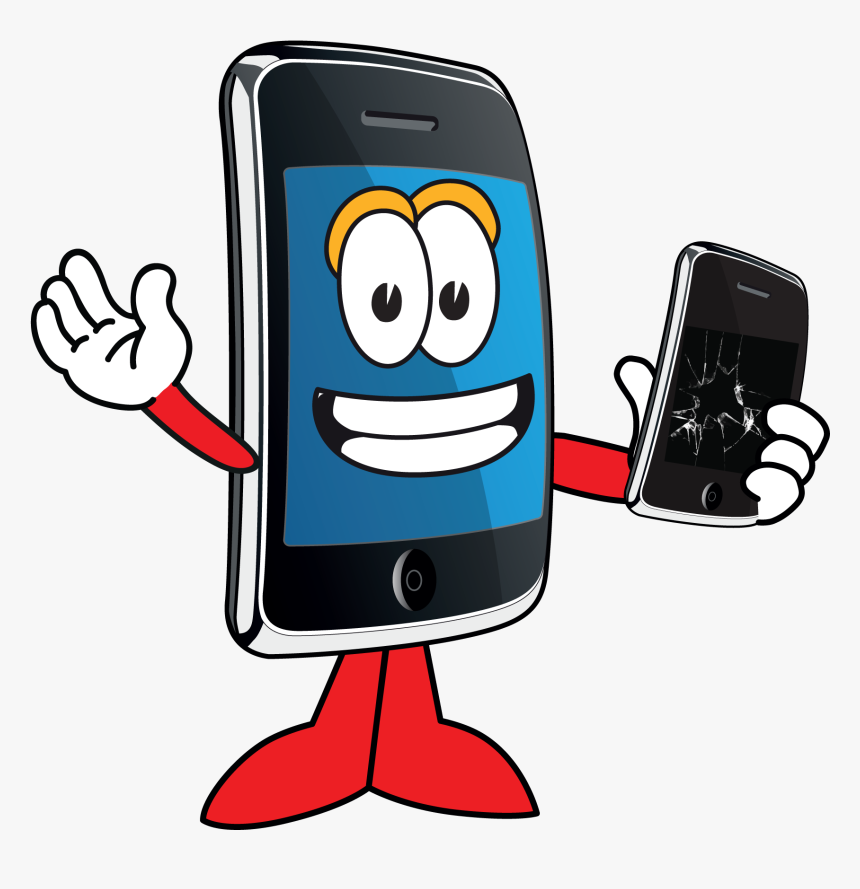 Mascot Broken Phone - Mobile Phone Cartoon Png, Transparent Png - kindpng