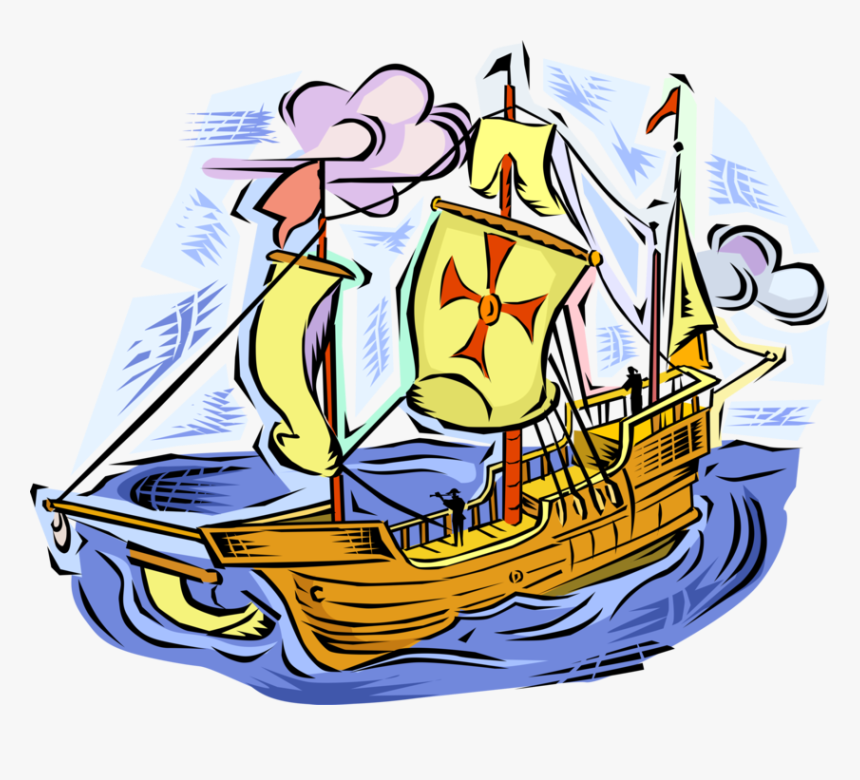 Vector Illustration Of Tall Ship Traditionally-rigged, HD Png Download, Free Download