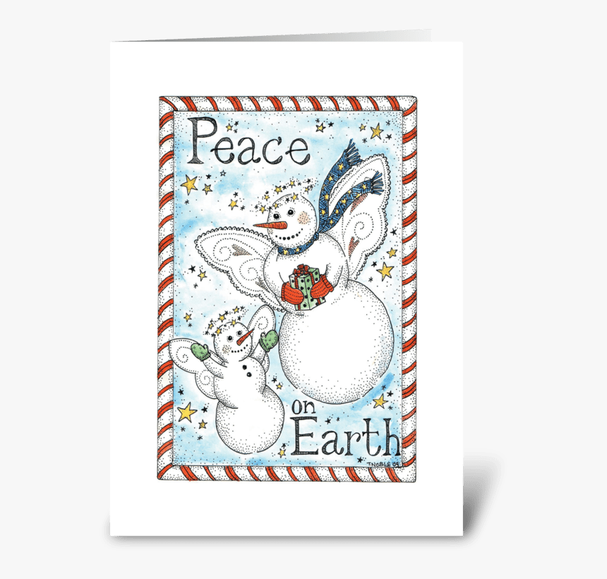 Snow Angels Peace On Earth Greeting Card - Cartoon, HD Png Download, Free Download