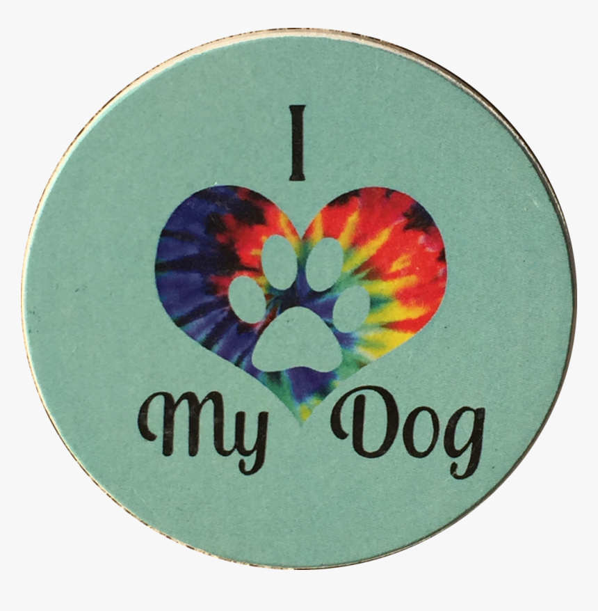 I Heart My Dog Love Paw Print Auto Car Coaster Absorbent - Circle, HD Png Download, Free Download