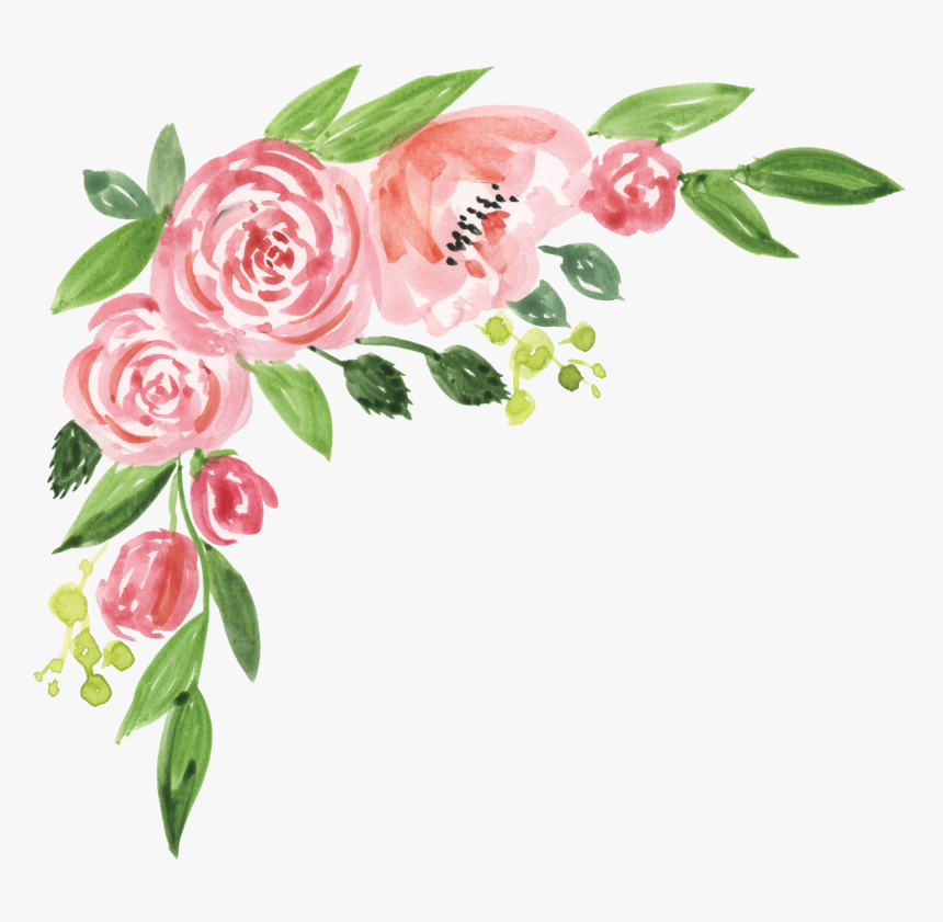 Botanical Flower Corner Print & Cut File - Garden Roses, HD Png Download, Free Download