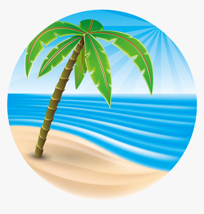 Beach Cartoon In A Circle, HD Png Download, Free Download