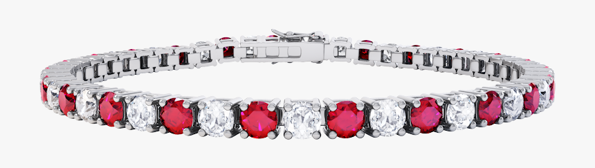 Stardust Ruby And Diamond Eternity Silver Tennis Bracelet - Tennis Bracelet White Gold Diamond Emerald, HD Png Download, Free Download