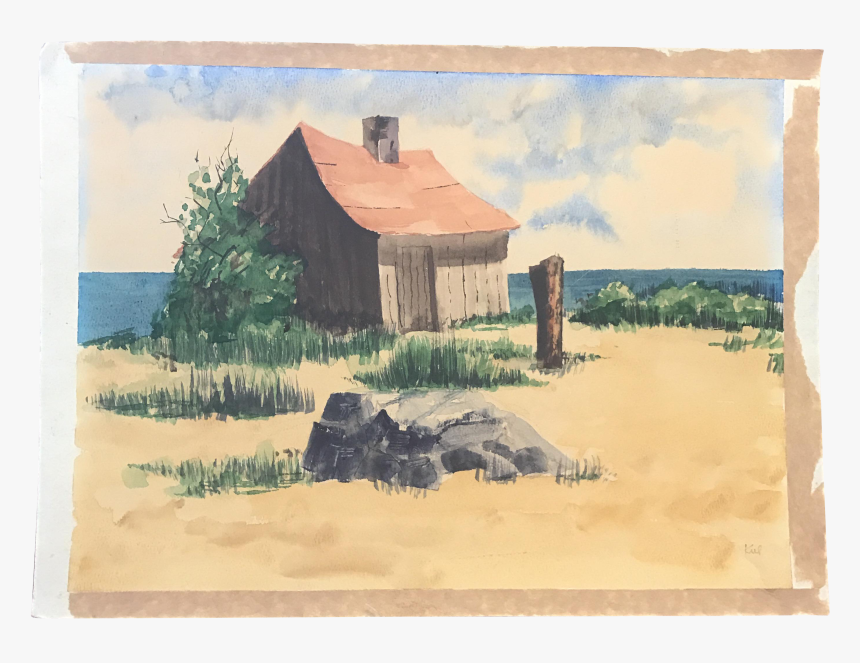 Vintage Beach Png - Beach House Watercolor Painting, Transparent Png, Free Download