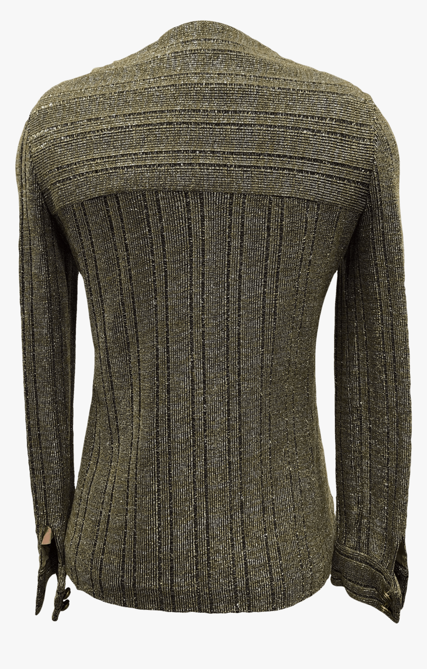 70"s Silver And Gold Lurex Button Up Sweater By Rona - Cardigan, HD Png Download, Free Download