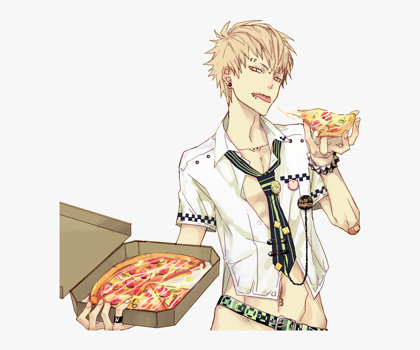 Noiz From Dmmd Fanart Eating Pizza Half Naked Hot Pizza - Dramatical Murders Noiz Hot, HD Png Download, Free Download