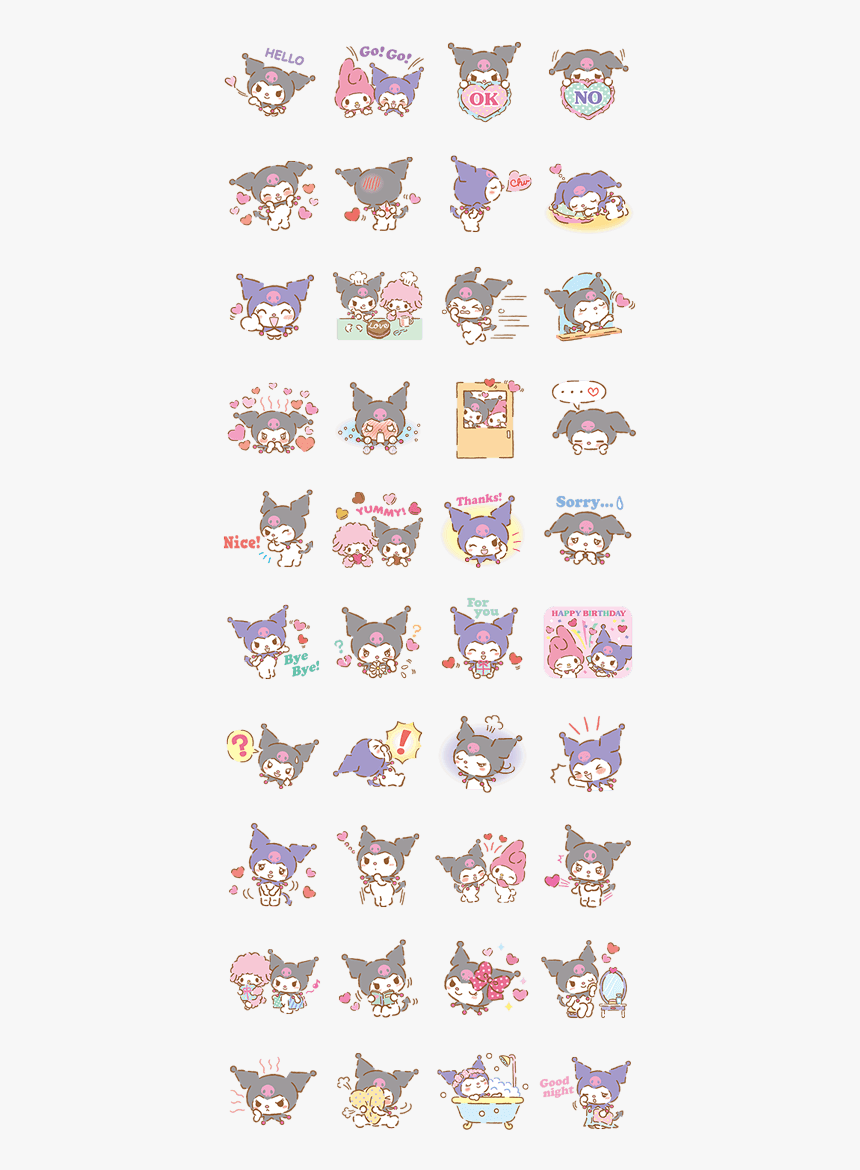 We Love Kuromi Line Sticker Gif Png Pack Hello Kitty Stickers Cute Transparent Png Kindpng