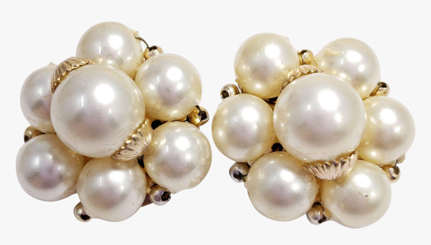 Faux Pearl Cluster And Gold Tone Accent Clip On Earrings, - Pearl, HD Png Download, Free Download