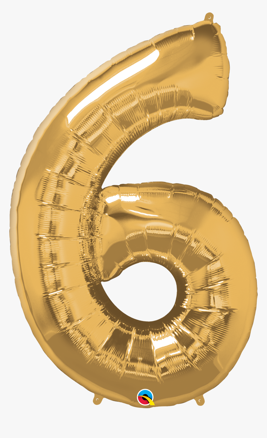 Silver Foil Six Balloon , Png Download - Foil Balloon Number Qualatex Gold, Transparent Png, Free Download