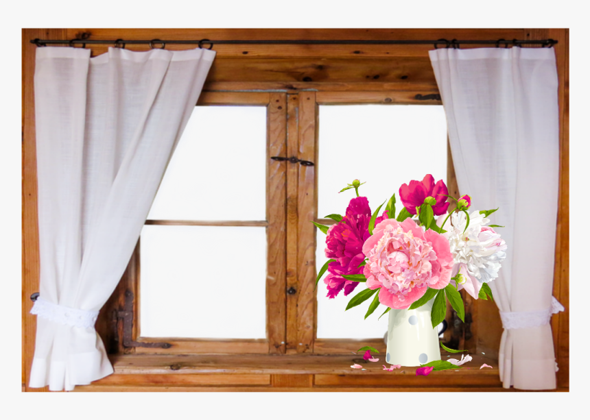 #ftestickers #window #curtains #flowers #vase #colorful - Window, HD Png Download, Free Download