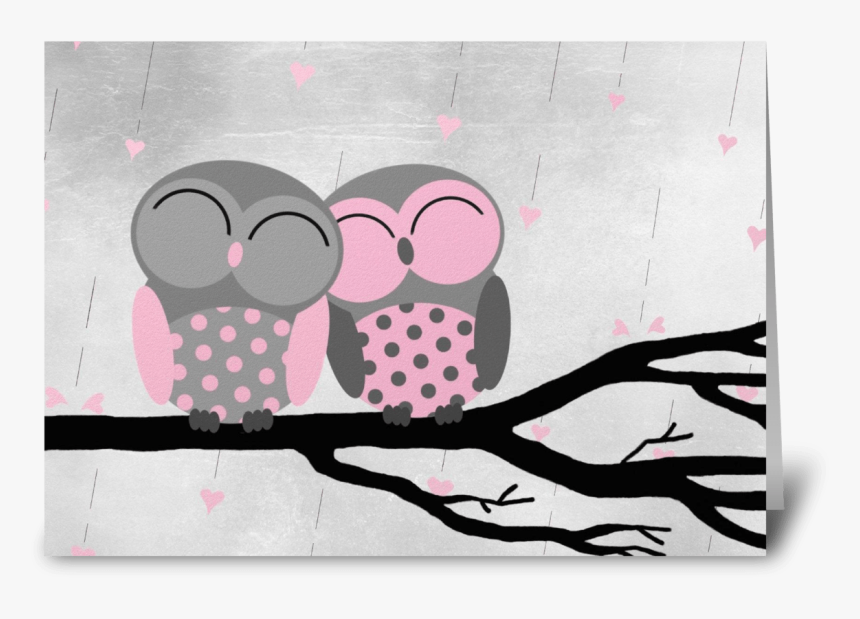 Grey And Pink Owls Greeting Card - Paw, HD Png Download, Free Download