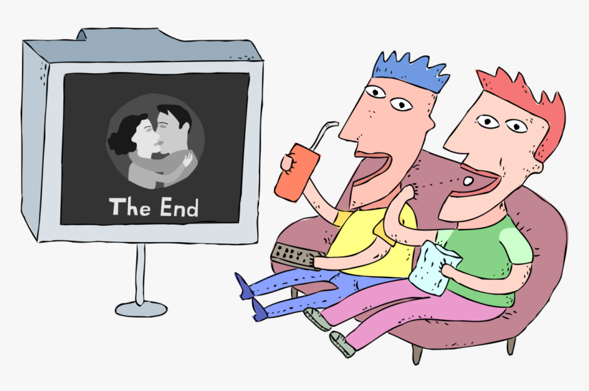 Vector Illustration Of Film Lovers Watch The Ending - Cartoon, HD Png Download, Free Download