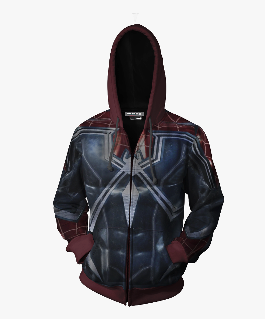 Spider Man Ps4 Spider Man Dlc Cosplay Zip Up Hoodie - Deadpool Hoodie, HD Png Download, Free Download