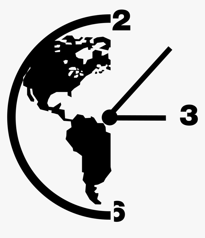 Earth Time Symbol - Global Black And White, HD Png Download, Free Download