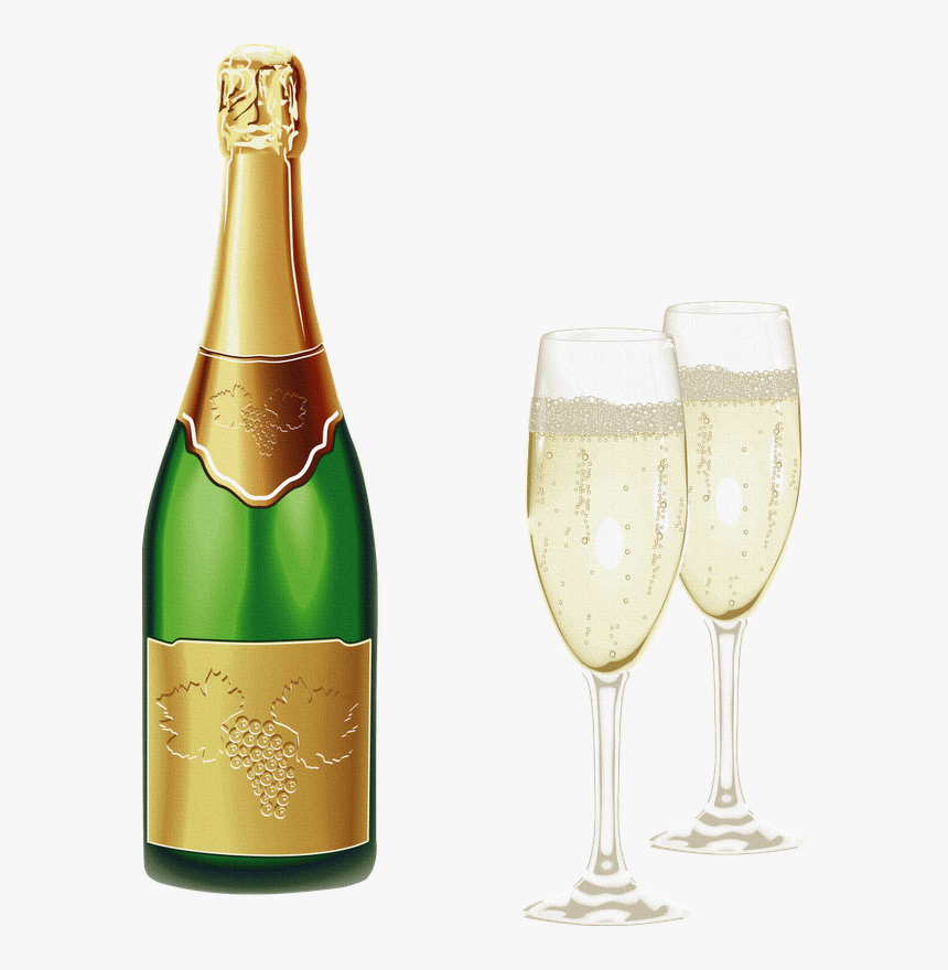 Transparent Bottle Of Champagne Clipart, HD Png Download, Free Download