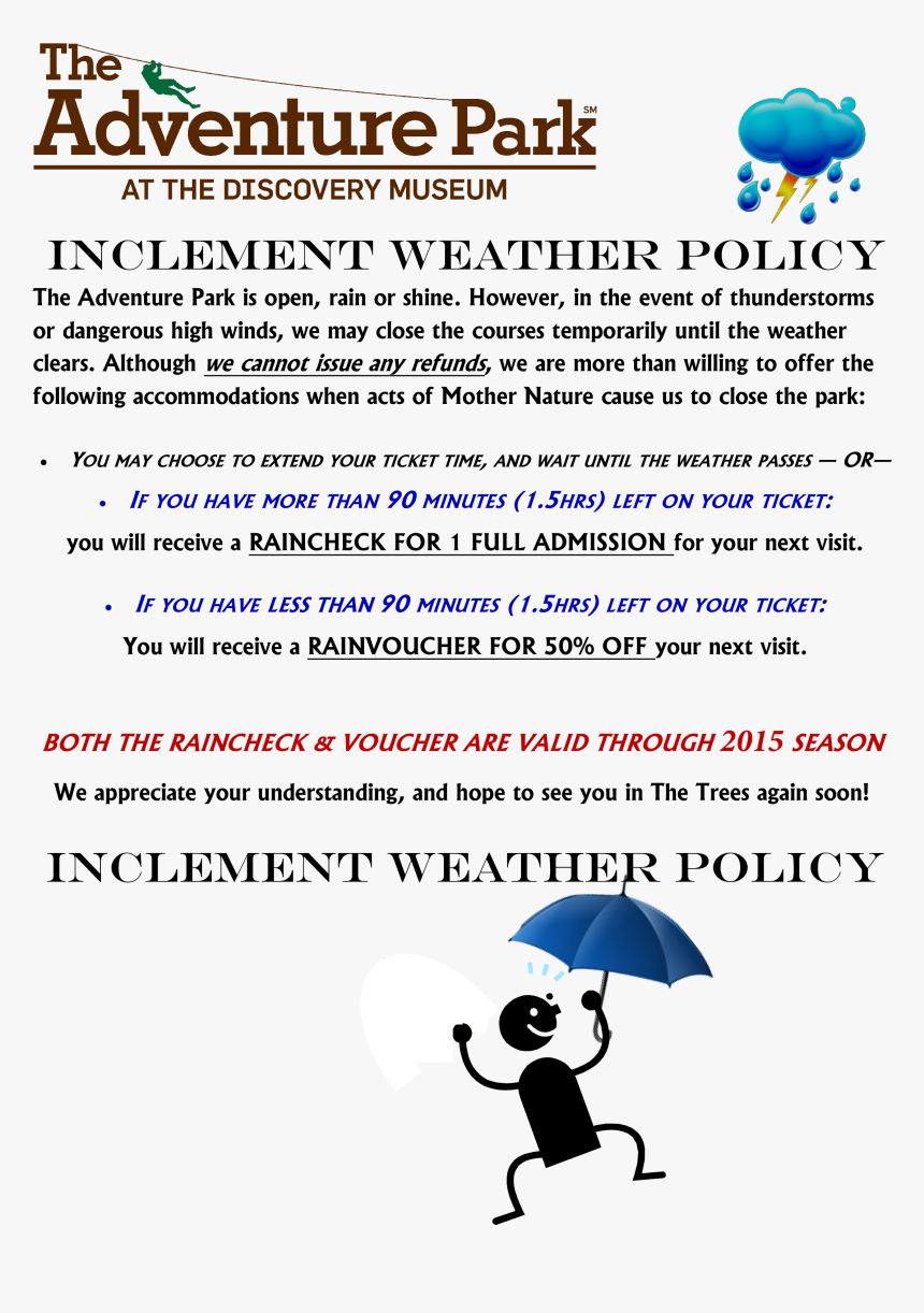 Weather Policy Main Image - Adventure Park, HD Png Download, Free Download