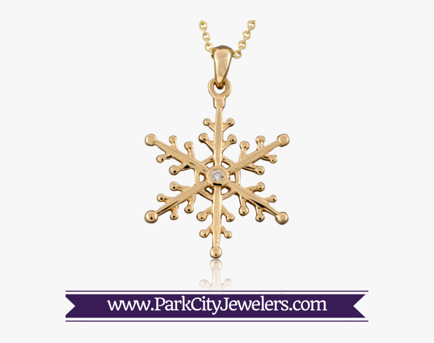 Snowflake Necklace Gold Diamond , Png Download - Engagement Ring Amethyst Triangle, Transparent Png, Free Download