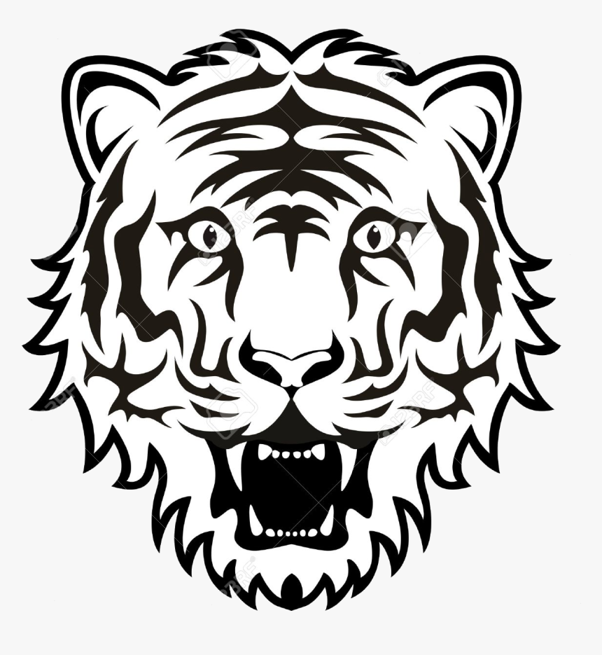 Tiger Face Black And White Transparent Png Tiger Face Clipart Black